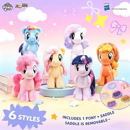 My Little Pony 2nd Series Cartoon Characters Plush Keychain Accessory - BPA-Free Miniature Figure Blind Bags, 6 Designs Collector's Edition Kawaii Charm Pendant, Cozy Texture Holiday Unisex Gift for Girls