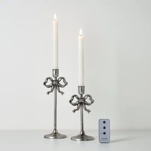 Home Reflections Set of 2 Bow Taper Holders with Tapers