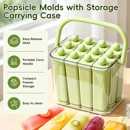 AIR U 12 Grid Ice Cube Tray Set with Lids – Reusable BPA-Free Silicone, Long Ice Stick Mold for Popsicles & Ice Cream, Easy-Release for Cocktail Drinks