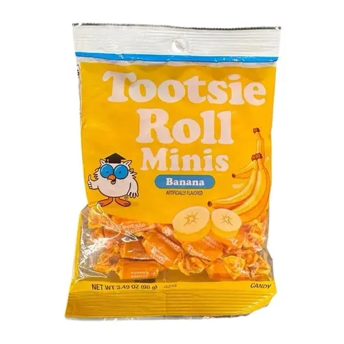 Tootsie Roll Minis Banana Flavored Fun Candy Treats - 3.49 oz Single Bag, Pocket-Size Mini Candies, Sweet On The Go Snack, Classic Twist for All Ages