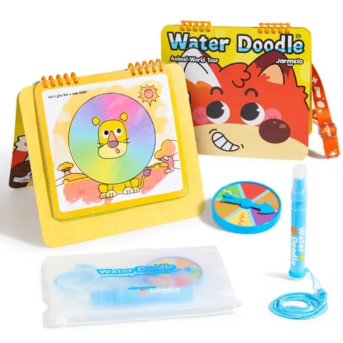 Jar Melo Magic Water Reveal Doodle Book - Kids' 3+ Fun Coloring & Sticker Book Drawing Supplies, 2-in-1 Mess-Free Creative Play Toy, Reusable Static Stickers, Thick Cardboard Pages, Quiet Play, Birthday Gifts, Birthdays
