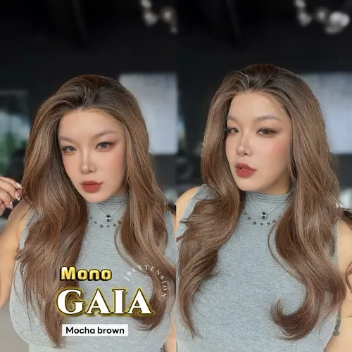 JBEXTENSION GAIA MONO Monofilament Handmade Wig 6X5 Full Monofilament Hand Tied Top Wig 24 Inches Curly Mocha Brown Mono Lace Wig Glueless Wig GAIA MONO【BENDY EAR TABS】