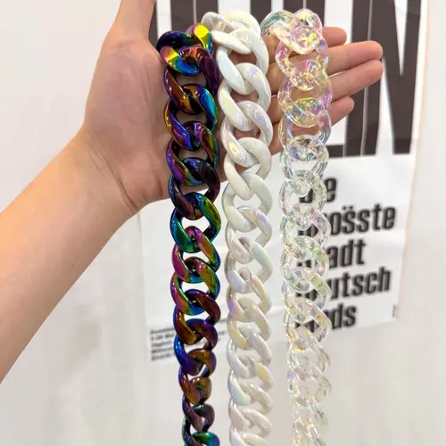 Fashionable Chain Strap - Geometric Acrylic Resin Luxe 45cm Chunky Link Quick-Release Clip Feature Attachment Decorative Trim Bag Accessory for Purse Bag Charm Styling & Replacement