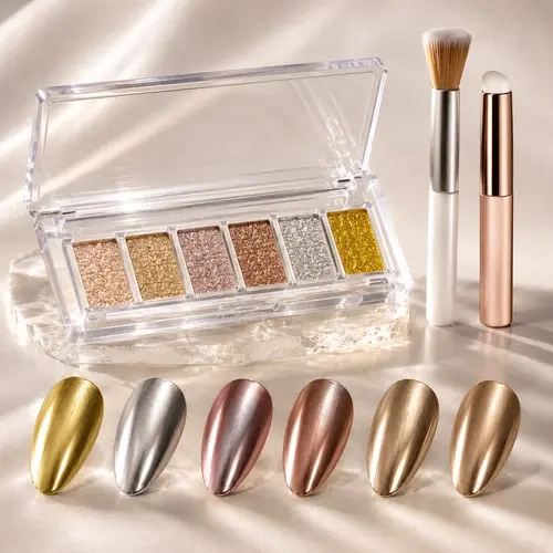 AILLSA 6-in-1 Solid Chrome Nail Powder Palette - No-Mess Formula, Perfect Mirror Effect, Beginner-Friendly Nail Art Supplies Kit TikTokShopBackToSchool sohochic, Nail Tech Supplies, Diy Nails At Home