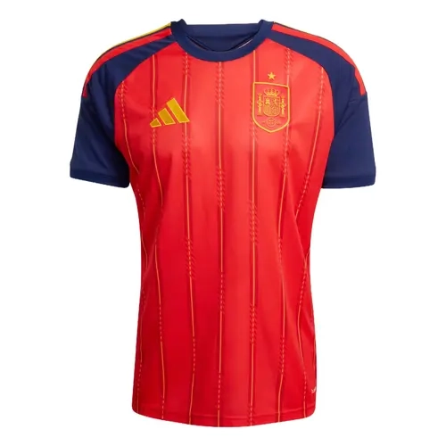 Adidas Official 2026 Spain Home Slim-Fitting Unisex Short-Sleeve Soccer Jersey Kit - Spandex, Breathable, Lightweight, Machine Washable, Sporty Chic, Vivid Red, Official Spain Football Jersey for Professional Sports & Outdoor Fan Wear, XXL
