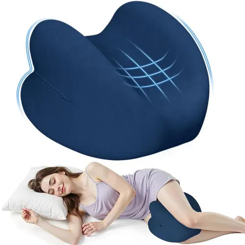 High-Density Durable Memory Foam Knee Pillow - Heart Cutout Leg Positioner Sleep Cushion with Anatomical Contour Support, Breathable Fabric, Hidden Zipper for Side Sleepers, Aids Knee-Hip-Spinal Alignment, Allow 24 Hours for Full Expansion, Heart Cutout L