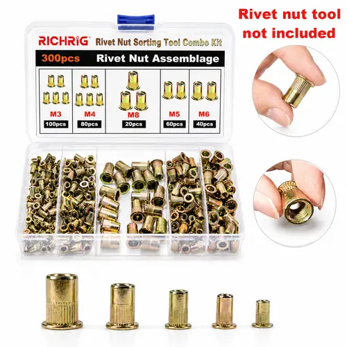 Head Rivet Nut Tool, M3 M4 M5 M6 M8 Rivnut Kit, Carbon Steel Rivnut Set, Threaded Rivet Nut Kit, Manual Riveter Rivnuts Tool Accessory for Automotive Repair Warehouses,fathersdaygift