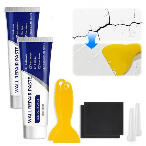 CLOUDSEA Drywall Repair Kit, 2x250g Fast-Dry Waterproof Spackle Paste with Scraper & Nozzle Extender, White Easy-Squeeze Solution for Crack Filling, Nail Holes, Dents & DIY Wall Restoration
