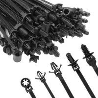 GJANSH 160 PCS Push Mount Zip Ties, Nylon Car Mount Wire Ties Snap in Cable Zip Ties, Black Push Mount Cable Ties Automotive Zip Ties Fastener Wire Harness Clips for Wire Tying