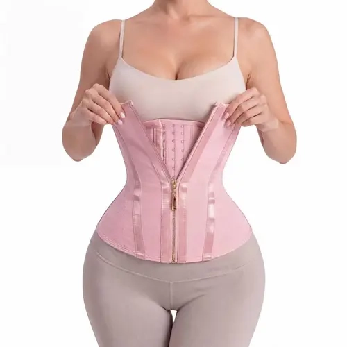 Women's Elastic Eve High Compression 15-Steel-Bone Waist Trainer - Breathable Fabric Tummy Control Shapewear for Women with Hook-and-Eye Closure, Zipper, Adjustable Fit, Back Support - Activewear, Office, Postpartum Use (Order Size Up If Between Sizes)