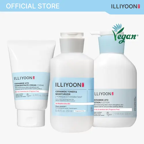 Full Moisturizing 3-Step Routine | Deep Hydration & Ceramide Barrier Repair for Sensitive Skin, Fragrance-Free, Glass Skin Trio (Milky Toner + Relief Lotion + Repair Cream)