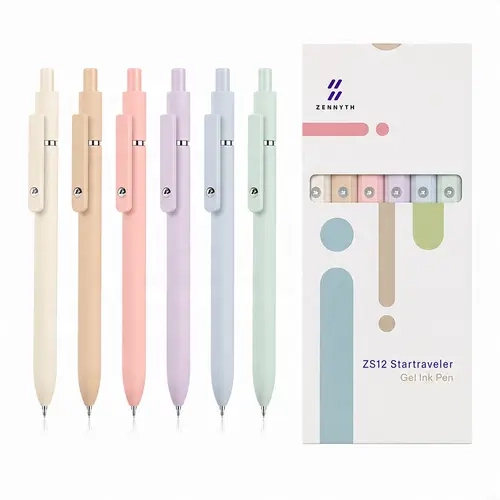 6Pcs Cute Macarons Colorful Gel Pens Set Pack - 0.5mm Fine Point, Fast Dry, Clean & Smudge-Free Ink, Aesthetic Pens & Refills, Office Stationery for Nurse Students, Note Taking