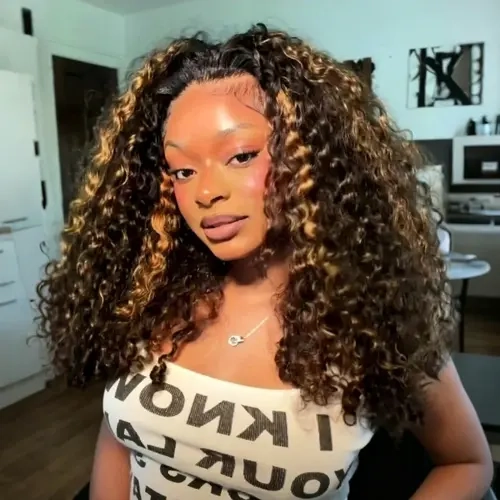 ISEE HAIR 1B/30 Highlight Burmese Curly Wear Go Half Wig Human Hair Half Wig with Drawstring Cap InvisiFit Strap Flip Over Glueless Human Hair Wig Beginner Friendly Protective Style No Leave Out #TikTokShopFallDealsForYou