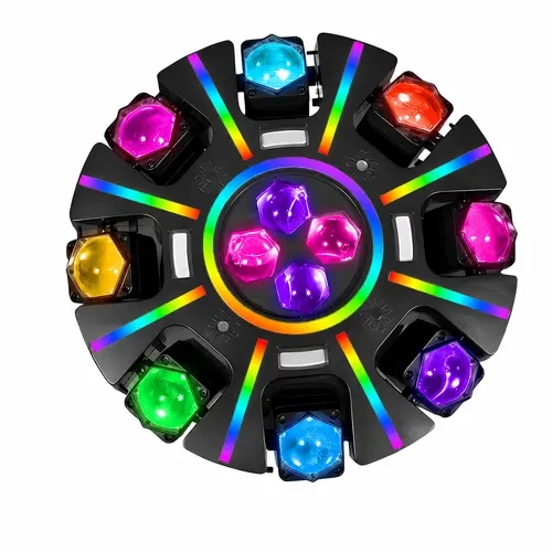 XDV 8-Eye Smart RGBW Moving Head Party Light - Music Sync, Sound-Sync Motion, Red & Green Laser + Strobe Mix, 38 RGB Strips, Remote Control, DMX512, Metal Kit Mounts, Ambient Light for Beginners, Home Events