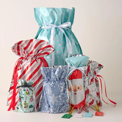 Kringle Express 50-Piece Drawstring Gift Bags & Tags Set