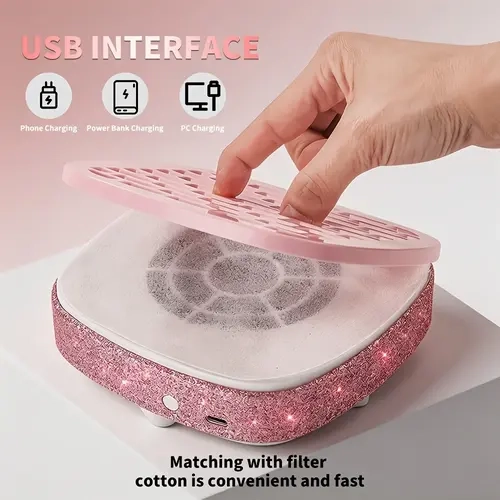 Professional Nail Dust Collector Vacuum Fan, Compact Reusable Filter, Low Noise Powerful Suction, USB Powered, Ideal Gift, Nail Tech Supplies