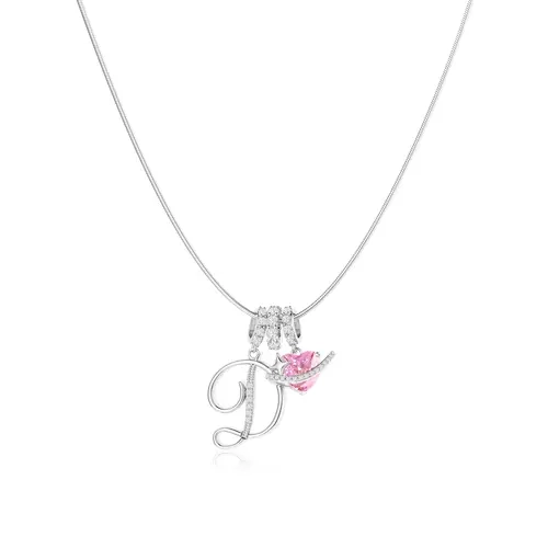 TEWIKY Women's 925 Sterling Silver Initial Heart Necklace, 3-Layered Pendant with Blush Pink Zircon, Adjustable Snake Chain Jewelry, Womens Gifts Accessories for Women, Anniversary Gifts for Your Girlfriend-LB, Initial Necklaces, Gf Gift