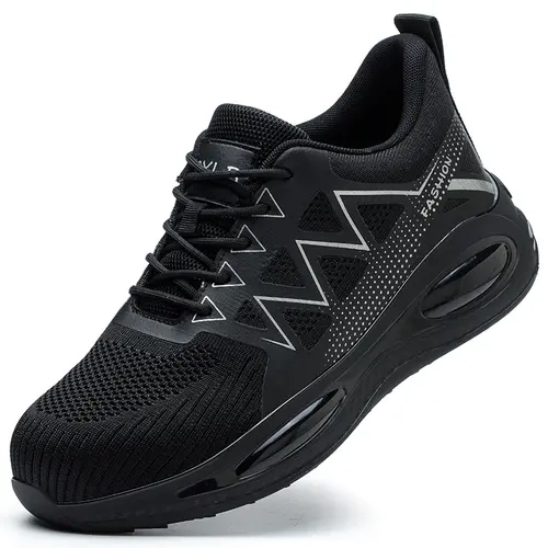 MELLOWMILES Men’s Casual Closed Steel Toe Lace-Up Safety Sports Shoes - EVA Fabric, All-Seasons, Slip-Resistant, Puncture-Resistant, Lightweight Breathable Working Shoes for Workers with Worksite Traction & All-Day Comfort