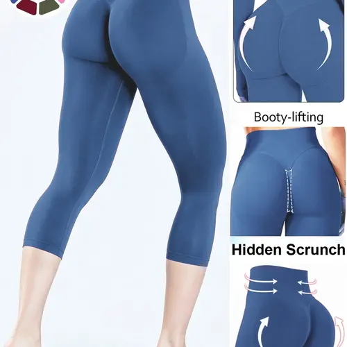 Capri Legging Pants for Women, High Waist Capri Leggings, Breathable Sweat-Wicking Sports Pants, High Stretch Slim Fit Pilates Pants, Athletic Tights For Running, Cycling & Gym Workouts, Fitness Bottoms