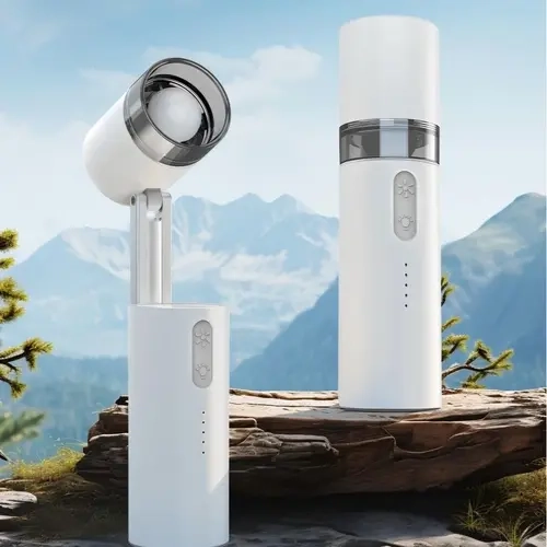 YOYOWAY Cordless Turbo Fan - Multifunctional Portable Fan with Foldable Head, ABS/PC Body, Integrated LED Light, 5-Speed Adjustment, 170° Rotation, 18000 RPM Motor, Built-In Li-Ion Battery, Rechargeable for Outdoor, Travel