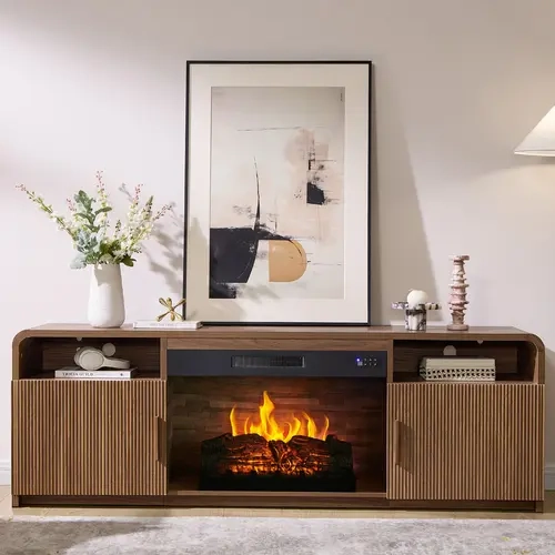 VanAcc 70" Fluted Fireplace TV Stand for TVs Up to 80", Modern TV Console with 30" Electric Fireplace & Storage Cabinets, Media Entertainment Center for Living Room #TikTokShopFallDealsForYou