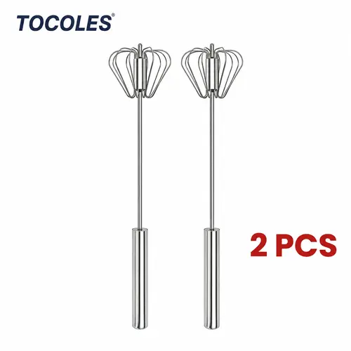 Stainless Steel Hand-Push Rotary Whisk - Food-Grade, Rust-Resistant, Sturdy Riveted Construction, Semi-Automatic Design, Easy to Clean, Versatile for Cooking Whisking and Blending Tasks