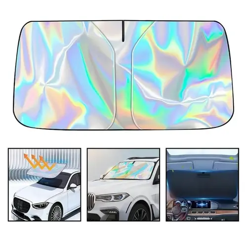 Foldable Windshield Sunshade Front Window - Protective Anti-UV Car Front Window Heat Shield, Easy Fold Portable Universal Fit Automotive Exterior Accessory for Sedans/SUVs, Car Sunshades for Windshield
