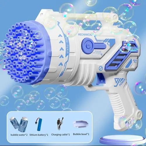Bubble Machine, 69 Holes Bubble Makers with Lights/Bubble Solution, Bubbles Machine for Adults Kids, Summer Toy Gift for Outdoor Indoor Birthday Wedding Party