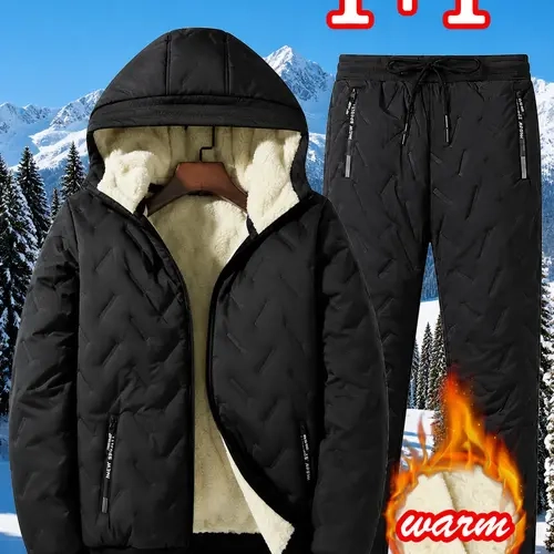 Men’s Autumn Winter Fleece Thickened Set - Multi-Pocket Design, Perfect for Daily Work Commute, Outdoor Leisure & Skiing Clothes Menswear men's 2 piece set Formal Beige men's sweatsuit set men sweatsuit set men 2 piece sets men's 2 piece set Long Sleeve