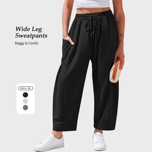 TARSE Womens Wide Leg Sweatpants Drawstring Casual Baggy Harem Pants Cotton Comfy Minimalist Elastic Waist Trouser with Pockets 2026 Fashion Womenswear