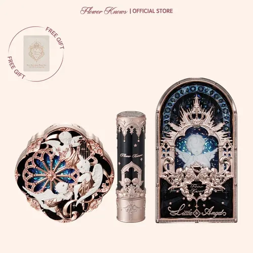Flower Knows Little Angel Signature Eyes Set - Adult Makeup Kit with Squalane, Polypropylene, Arched Window Design, European Medieval Art, Powder, Eyeshadow, Blendable Formula, Freeze Drying Process, Ideal for Christmas gift, Black Friday