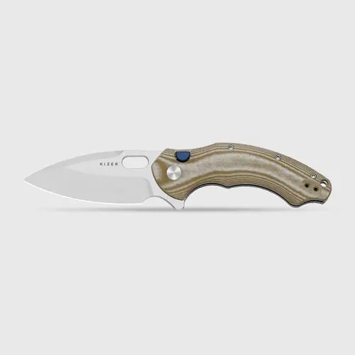 Kizer Roach XL 14C28N Steel Norplex UltreX Micarta V4477BDA1, Outdoor Camping Blade, Chef Knives