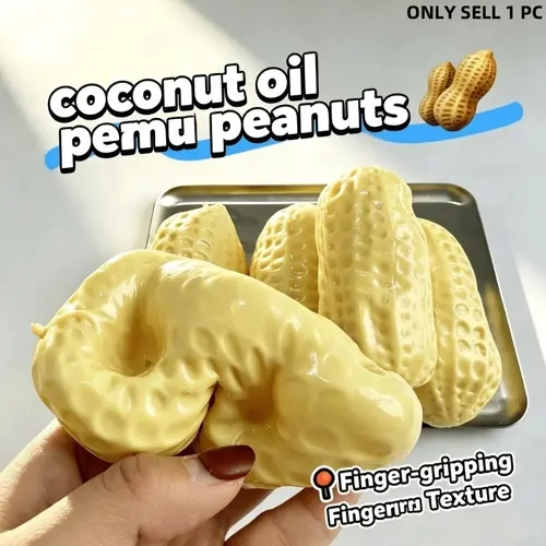 Peanut Squishy Toy (1pc), Food-Shaped Stress Relief Fidget, Large Non-Rebound, Soft Texture, Shapeable Fidget for Adults, Perfect Gift, Decompression Squeeze Fidgets
