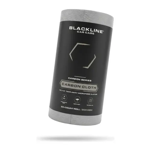 BLACKLINE Carbon Cloth Tear Away Microfiber Towels Roll | 80 Disposable 200 GSM Detailing Cloths for Car Interior Cleaning