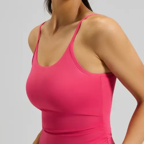 Women's Yoga Tank Top with Waist Cinching Pleats, Shockproof Fixed Cups, Strapless Sports Bra, Fitness Gym Underwear, Sporty Bra, Workout Bra
