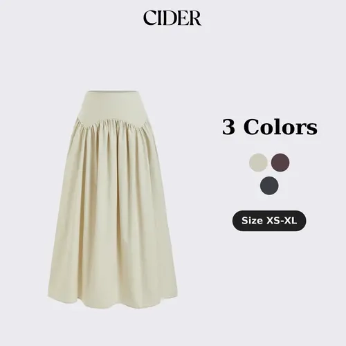 Cider Low Rise Ruched Flared Maxi Skirt