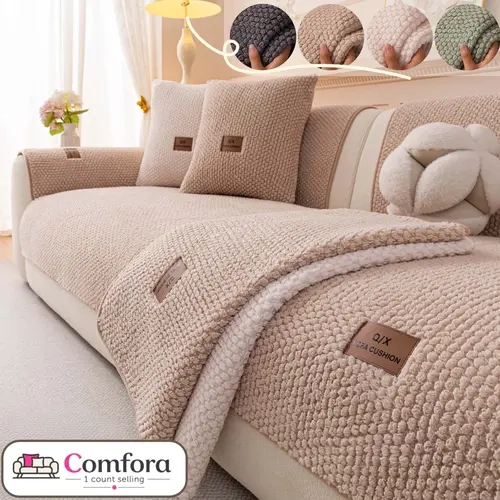 Solid Color Plush Couch Cover, Soft Chenille with Multi-Color Options, Washable Couch Covers Non-Slip Pet-Friendly Machine Washable Furniture Protector Mat for Sectional, Loveseat & 3-Seater #GLOBAL PICKS