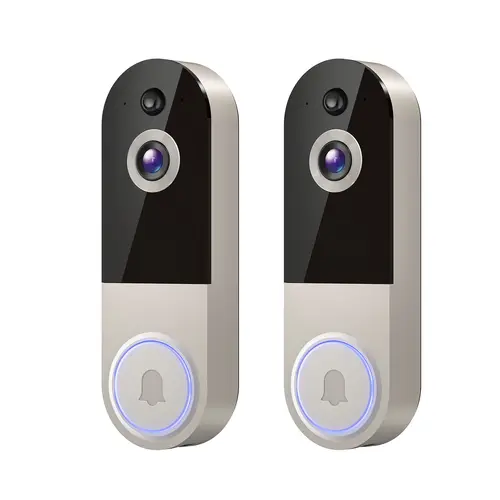2PC Wireless Ring Doorbell Camera - Smart 2.4G Wi-Fi Home Security System, 1080P HD Security Cameras, 2-Way Audio, AI Human Motion Sensor, 6 IR Night Vision, App Control, Ignore Car/Tree, Cloud Storage, Battery Powered, Easy Installation