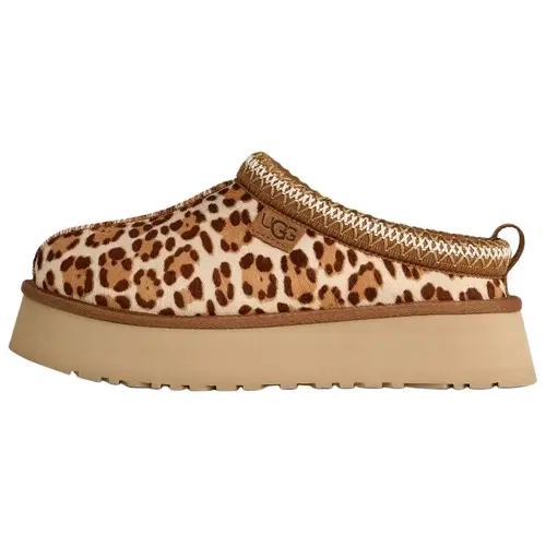 UGG Female Tazz Plains Cozy Sheepskin Slip-On House Sneakers - Leopard Print, Novelty Print, Jasmine Felicity Design, Plush Shearling, Felt Sole, Roomy Fit, US W 5-11, Sports Footwear