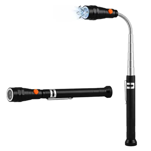 Extendable Aluminum Magnetic Pickup Tool - Telescoping 7.4”-23.6” Magnet with 3 Bright LEDs Light Dark Corners, Strong Magnets Grab Metal Fast, Durable Design, Automotive Mechanic Stuff, Home Repair Tools and Gadgets, Gift for Men Dad