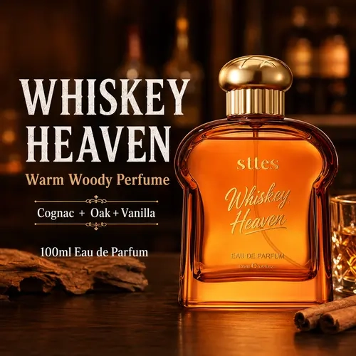 Sttes Whiskey Heaven Eau de Parfum - Long-Lasting Warm Woody Cool Spice Aromatic Unisex Date Fragrance Perfumes Spray, 100ml/3.4 fl oz EDP Spray with Cognac, Oak, Vanilla Base, Musk, Date Perfume