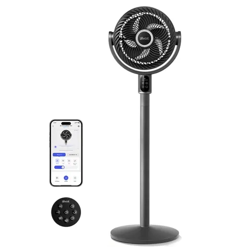 LEVOIT R382S CoreBreeze 2.0 Smart Standing Fan with Filter, Ultra Quiet 20dB for Sleep, 90° Oscillating, Powerful Airflow for Bedroom