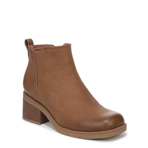 Dr. Scholl's Women's Joplin Low Ankle Fashion Boot - Women's Shoes, Cushioned Sole, Casual Minimalist Square Toe, Comfortable Block Heel, Leather & Smooth Faux Leather Build, Effortless Wear Footwear with Recycled Parts