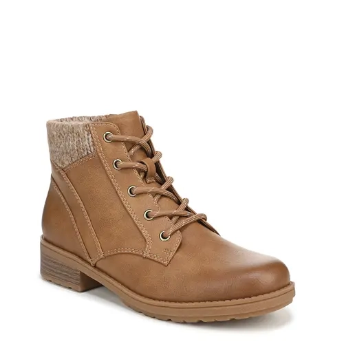 Dr. Scholl's Women's Classic Knit Daphne Lace-Up Ankle Boot - Footwear with Bounce Feature, Block Heels, 15% Plant-Based Bloom® Foam, Round Toe, Medium & Wide Fits, Anatomical Support, Casual Walking Shoes, All-Season Shoes for Women