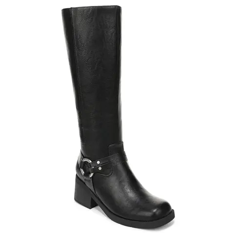 Dr. Scholl's Women's Joplin West Knee High Fashion Boot - Women's Footwear, 2.25 in Chunky Heel Style, Walking Shoes, Cowboy Aesthetic, Cowgirl & Outlaw Style, Daily Elegance, Black Medium Calf, Low-Chemical PU, Recycled Fabric, 15% Plant-Based Foam