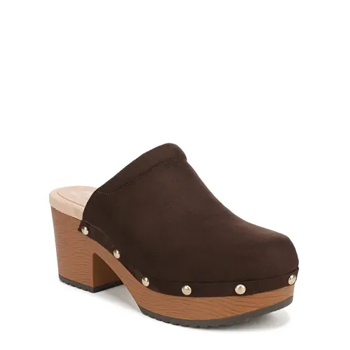 Dr. Scholl's Women's Elevated Clogs - Women's Shoes with 2.75 in Closed Toe, Faux Wood Design, Slip-On Studded Mules, Platform, Memory Foam Comfort, Height Increase Solutions for Everyday Wear