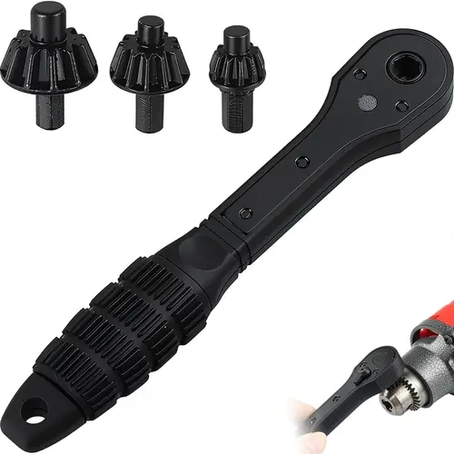 GJANSH Ratchet Drill Chuck Key Wrench with 1 Sets Sockets, Universal Magnetic Ratcheting Chuck Spanner, Replacement Tool for Drill, Compatible with Most Electric Drills and Power Tools