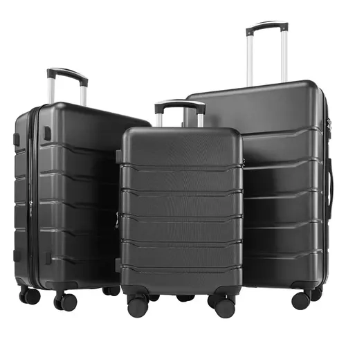 Sweetcrispy 3-Piece PC Shell Pack Luggage Sets - Impact-Resistant Anti-Theft Travel Bags, 360-Rotation 4-Wheel Trolley, Portable Airline-Compatible Essential Travel Companion, Travel Bag
