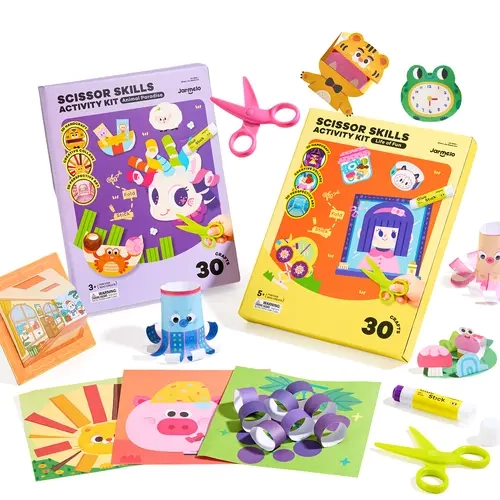 Jarmelo Scrap Paper and Craft Book Kit  3D Perspective Art Different from Every Angle 54 Unique Designs All-in-1 Kit,Kids gifts