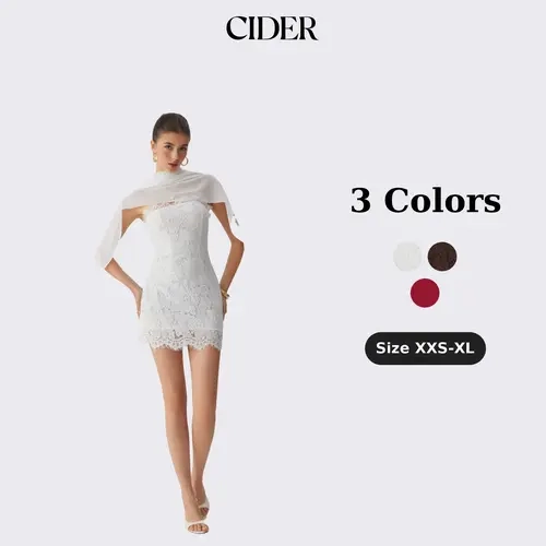Cider Lace Cotton-blend Bandeau Bodycon Mini Dress With Scarf